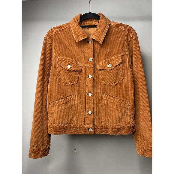 Free People Jackets & Blazers - Free People Women's Small Nelson Corduroy Jacket Orange Boxy Button Up